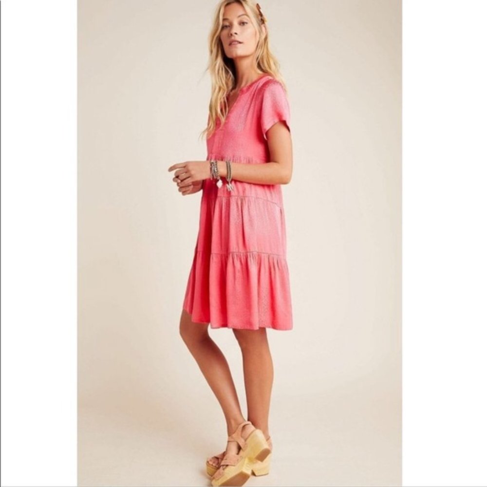 Anthropologie Maeve Sacha Jaquard Tiered Tunic Dress